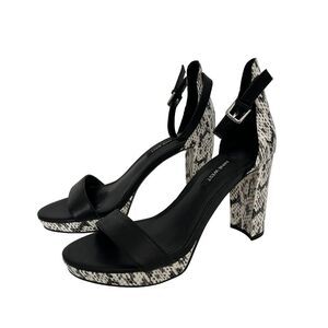 Nine‎ West Women's 8 M Strappy Black Snake Skin Rounded Block 4" Heels